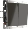 WL07-SW-2G-2W Выключатель двухклавишный проходной (серо-коричневый) WL07-SW-2G-2W (a035907)
