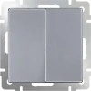 WL06-SW-2G-2W Выключатель встраиваемый двухклавишный проходной Werkel, серебро