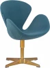 69A-LMO SWAN, цвет сиденья синий (IF6), цвет основания золото Кресло дизайнерское DOBRIN SWAN (синяя ткань IF6, золотое основание)