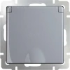 WL06-SKGSC-01-IP44 Розетка встраиваемая с заземлением, шторками и крышкой Werkel, серебро