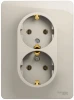 GSL000924 Розетка встраиваемая двойная с заземлением (молочный) Systeme Electric Glossa GSL000924