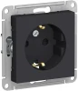 ATN001045 Розетка встраиваемая с заземлением и шторками (карбон) Systeme Electric AtlasDesign ATN001045