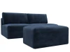 129657 Диван прямой модульный с пуфом Лига-060 НПБ (ЛДСП,Брус,Фанера/Пластик/Велюр/Синий) Лига Диванов 129657