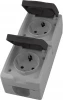 49724 Розетка двойная с заземлением и защитной крышкой (серый,графит) Stekker Велена 49724