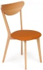 10473 Стул мягкое сиденье/ цвет сиденья - Оранжевый, MAXI (Макси) натуральный ( бук ) (каркас бук, сиденье ткань)