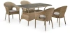 T198B/Y79B-W56 4PCS Обеденный комплект плетеной мебели T198B/Y79B-W56 Light Brown (4+1) Afina