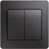 GSL001352 Выключатель встраиваемый двухклавишный (графит) Systeme Electric Glossa GSL001352