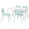 693.886.83 МЕЛЬТОРП / ТЕОДОРЕС Стол и 4 стула, белый, светлая бирюза
