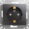 GSL001345 Розетка встраиваемая с заземлением и шторками (графит) Systeme Electric Glossa GSL001345