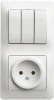 GSL000176 Розетка встраиваемая без заземления с трехклавишным выключателем (белый) Systeme Electric GSL000176