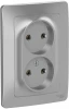 BLNRS000023 Розетка встраиваемая двойная без заземления (алюминий) Systeme Electric Blanca BLNRS000023