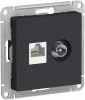 ATN001089 ТВ-розетка встраиваемая и Ethernet RJ-45 (карбон) Systeme Electric AtlasDesign ATN001089