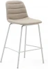 166659 Полубарный стул Zunilda из синели бежевого цвета и стали с матовой белой отделкой La Forma (ex Julia Grup) арт.166659