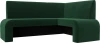126130 Диван кухонный угловой Кармен правый угол (Зеленый/Велюр) Лига Диванов арт.126130