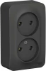BLNRA000206 Розетка накладная двойная без заземления (антрацит) Systeme Electric Blanca BLNRA000206