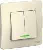 BLNVS010512 Выключатель встраиваемый двухклавишный с подсветкой (молочный) Systeme Electric Blanca BLNVS010512