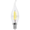 38010 Лампочка светодиодная филаментная E14 11W 220V свеча на ветру прозрачная 2700K Feron 38010