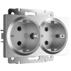 W1172009 Розетка двойная с заземлением (серебряный рифленый) Werkel W1172009 (a051347)