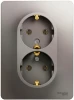 GSL001224 Розетка встраиваемая двойная с заземлением (платина) Systeme Electric Glossa GSL001224