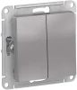 ATN000365 Выключатель встраиваемый двухклавишный (алюминий) Systeme Electric AtlasDesign ATN000365