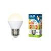 LED-G45-8W/WW/E27/FR/O картон Лампочка светодиодная шар белая E27 8W 3000K Volpe LED-G45-8W/WW/E27/FR/O