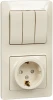 GSL000278 Розетка встраиваемая с заземлением с трехклавишным выключателем с подсветкой (Бежевый) Systeme Electric Glossa GSL000278