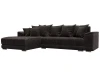127938L Диван угловой НордСтар левый угол (ДСП,Брус/Пластик/Велюр/Коричневый) Лига Диванов 127938L