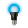 LED-A60-9W/UVAD/E27/FR PLZ07BK Лампочка светодиодная шар синяя E27 9W Uniel LED-A60-9W/UVAD/E27/FR PLZ07BK