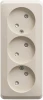 PA16-010K Розетка накладная тройная без заземления со шторками (кремовый) Systeme Electric Etude PA16-010K