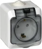 PA16-044B Розетка накладная с заземлением, шторками и крышкой (белый) IP44 Systeme Electric Этюд PA16-044B