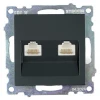 50007 Розетка Ethernet RJ-45 двойная (черный) Stekker Катрин 50007