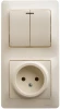 GSL000273 Розетка встраиваемая с заземлением с двухклавишным выключателем с подсветкой (бежевый) Systeme Electric GSL000273