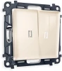 MA304035 Комплект механизма Ambrella Volt 2-клавишного проходного выключателя с подсветкой 5600K ALFA MA304035 Бежевый глянец QUANT