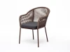 LIO-CH-st001 RAL8016 Mua brown(D-gray027) "Лион" стул плетеный из роупа, каркас из стали коричневый (RAL8016) муар, роуп коричневый круглый, ткань бежевая 4SIS арт.УТ-00006951