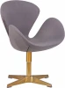 69A-LMO SWAN, цвет сиденья серый (IF11), цвет основания золото Кресло дизайнерское DOBRIN SWAN (серая ткань IF11, золотое основание)