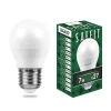 55037 Лампочка светодиодная шар белая колба E27 7 Вт 4000K нейтральное белое свечение Feron 55037