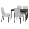 494.084.70 ЛЕРХАМН / БЕРГМУНД Стол и 4 стула, черно-коричневый, Оррста светло-серый/черный