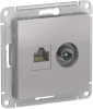 ATN000389 ТВ-розетка встраиваемая и Ethernet RJ-45 (алюминий) Systeme Electric AtlasDesign ATN000389