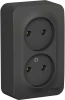 BLNRA000216 Розетка накладная двойная без заземления (антрацит) Systeme Electric Blanca BLNRA000216