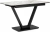 588019 Кухонный стол Woodville Бугун 120(160)х80х77 белый мрамор глняец / черный (МДФ) арт.588019