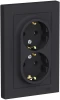 ATN001024 Розетка встраиваемая двойная с заземлением (карбон) Systeme Electric AtlasDesign ATN001024