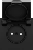 DS43457 Накладка для розетки без заземления, с крышкой, 16A 250 В~, черный графит IP44 Donel S08 DS43457