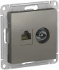 ATN000989 ТВ-розетка встраиваемая и Ethernet RJ-45 (сталь) Systeme Electric AtlasDesign ATN000989