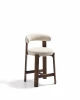301957 Полубарный стул Granite из бежевого шенилла и ясеня с отделкой орех 65 см La Forma (ex Julia Grup) 301957