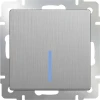WL09-SW-1G-2W-LED Выключатель встраиваемый одноклавишный проходной с подсветкой Werkel, серебряный рифленый