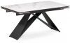 553543 Керамический стол Woodville Ноттингем 160(220)х90х79 белый мрамор / черный 553543