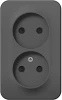BLNRA001216 Розетка накладная двойная без заземления со шторками (антрацит) Systeme Electric Blanca BLNRA001216