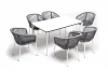 MAL-CM6T1-7-SET H-gray Обеденная группа на 6 персон со стульями Марсель, каркас белый, роуп светло-серый 4SIS Малага MAL-CM6T1-7-SET H-gray