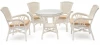 10167 Комплект обеденный "ANDREA" ( стол со стеклом + 4 кресла + подушки) TCH White (белый)