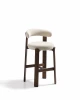301963 Барный стул Granite из бежевого шенилла и ясеня с отделкой орех 75 см La Forma (ex Julia Grup) 301963